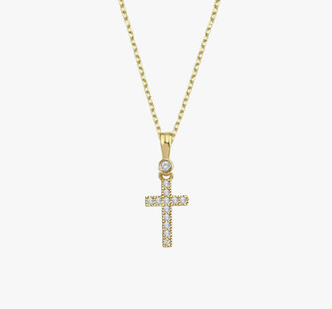 Tiny Cross Necklace | 14K Solid Gold - Mionza Jewelry-1 year old girl gift, Baby Girl Cross, Baptism Gift for Her, Christening Gifts, Christian Necklace, Confirmation Gift, Cross Name Necklace, Cross Necklace Gold, Gift Cross Necklace, Name Cross Necklace, Old English Cross, small cross necklace, Tiny Cross Necklace