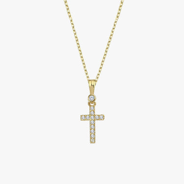 Tiny Cross Necklace | 14K Solid Gold - Mionza Jewelry-1 year old girl gift, Baby Girl Cross, Baptism Gift for Her, Christening Gifts, Christian Necklace, Confirmation Gift, Cross Name Necklace, Cross Necklace Gold, Gift Cross Necklace, Name Cross Necklace, Old English Cross, small cross necklace, Tiny Cross Necklace