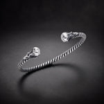Men's twisted bird skull cuff bracelet in 925 sterling silver