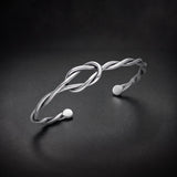 Men's twisted knot cuff bracelet in 925 sterling silver