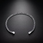 Men's twisted rope cuff bracelet in oxidized 925 sterling silver