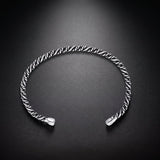 Men's twisted rope cuff bracelet in oxidized 925 sterling silver