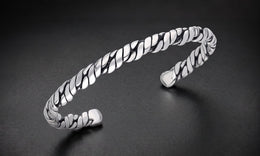Men's twisted silver cuff bracelet in 925 sterling silver
