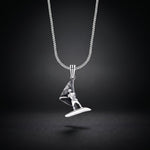 Men's windsurfing pendant necklace in 925 sterling silver on a box chain