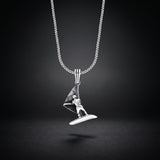 Men's windsurfing pendant necklace in 925 sterling silver on a box chain